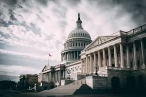 The United States Capitol dome under a dark, cloudy sky