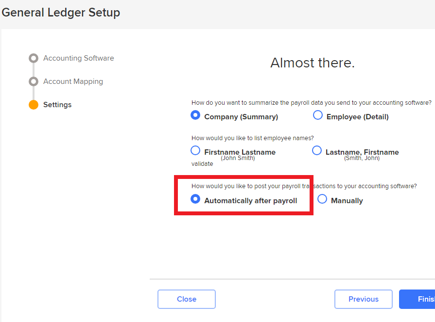 ADP integration setup